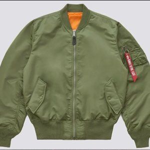 ALPHA INDUSTRIES - Green  L-2B Loose Bomber Flight Jacket - Mens: S Women's: M/L